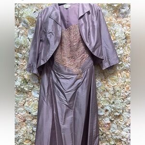 Elegant Mauve Evening Dress with Jacket